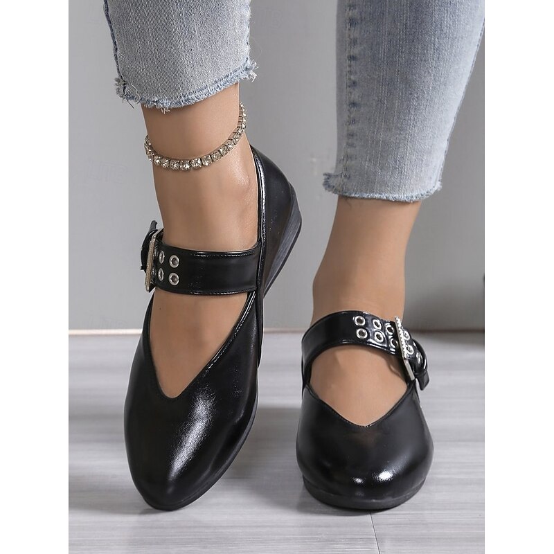 Leopard Print Faux Patent Leather Mary Jane Flats for Women – Adjustable Buckle Strap, Stylish and Comfortable Slip-On Footwear4