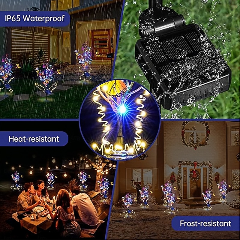 2pcs 1PC Solar Colored Butterfly Warm Light Courtyard Light Outdoor Decoration Solar Outdoor Light Waterproof Lawn Light Landscape Light2