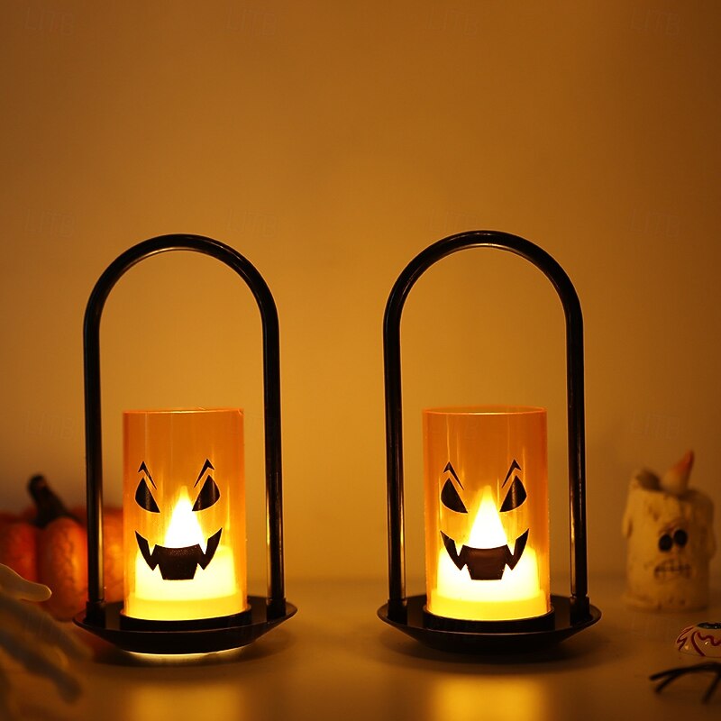 1 Pc Halloween Candle Light Pumpkin Expression Nightlight Desktop Decoration Prop Ornament Small Oil Lamp Small Nightlight2