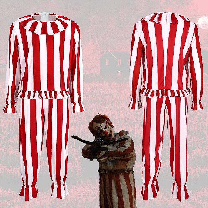 Joker Clown Halloween Costume Jumpsuit Clown in a Cornfield Horror Scary Costume Adults' Men's Women's Halloween Carnival Performance Party Easy Halloween Costumes Dress Up