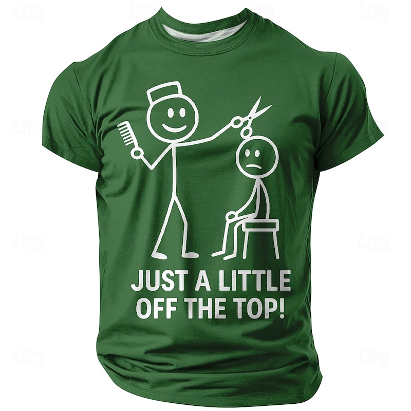 Men's Funny Graphic T-Shirt - 'Just A Little Off The Top!' Haircut Barber Pun Humor Short Sleeve Tee2