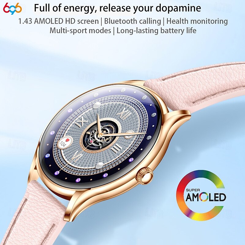 QS36 Smart Watch 1.43 inch Smartwatch Fitness Running Watch Bluetooth Timer Call Reminder Heart Rate Monitor Sedentary Reminder Find My Device Compatible with Android iOS IP 67 Women Heart Rate4