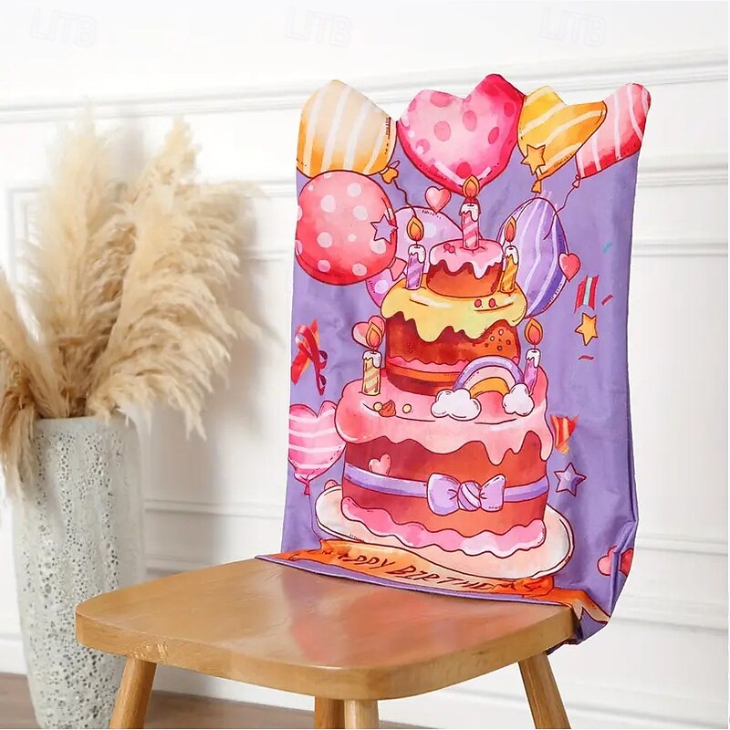 Kids Birthday Chair Covers - Stretch One-Piece Decorative Slipcovers for Party Chairs, Hotel or Event Props, Fun & Festive Table and Chair Set Decor2