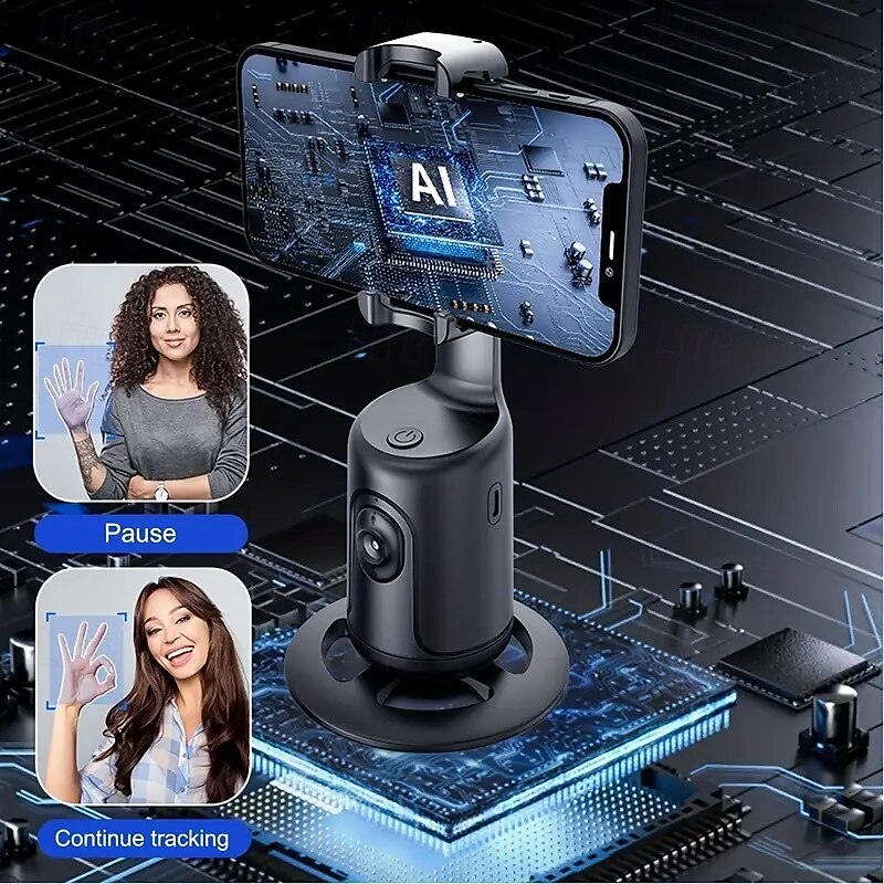 Manufacturer intelligent AI face recognition 360  cell phone head Jitterbug live self-timer panoramic follow shot anti-shake3
