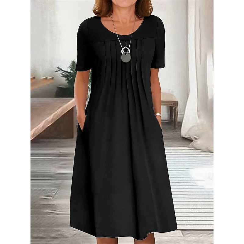 Women's Midi Dress T Shirt Dress Tee Dress A Line Dress Summer Dress Vacation Casual Daily Regular Fit Graphic Plain Short Sleeve Crew Neck Black White Red Blue Summer Spring4