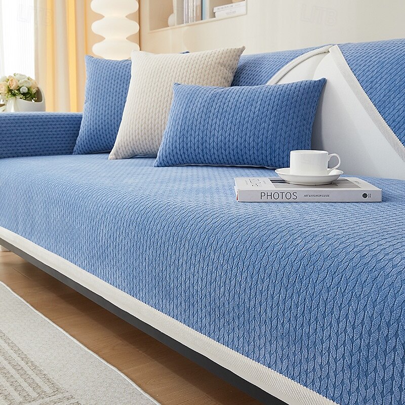 Wheat Ears Pattern Chenille Sofa Cover Upgrate Velvet Anti-Scratch Couch Cover Pet Friendly4