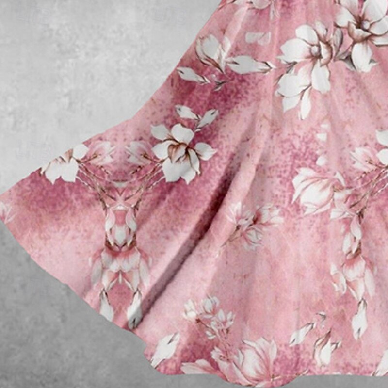 Women's Midi Dress Casual Dress Summer Dress Fashion Modern Daily Beach Weekend Regular Fit Floral Short Sleeve V Neck Pink Spring Fall3