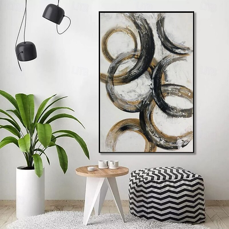 Handmade Oil Painting Canvas Wall Art Decoration Simple Circle Abstract for Home Decor Stretched Frame Hanging Painting/Rolled Frameless Unstretched Painting4
