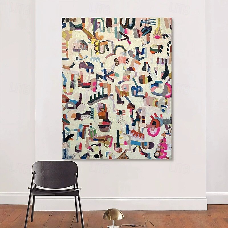 Handmade Oil Painting Canvas Wall Decoration Abstract Graffiti Color Block Art for Home Decor Stretched Frame Hanging Painting/Rolled Frameless Unstretched Painting4