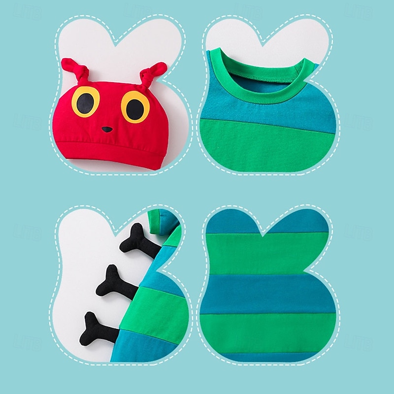 The Very Hungry Caterpillar Outfits Costume Storybook Characters Cartoon Movie Cosplay for Boys' Girls' Kid's Halloween Carnival World Book Day Performance Educational Dress Up School Event Dress Up4