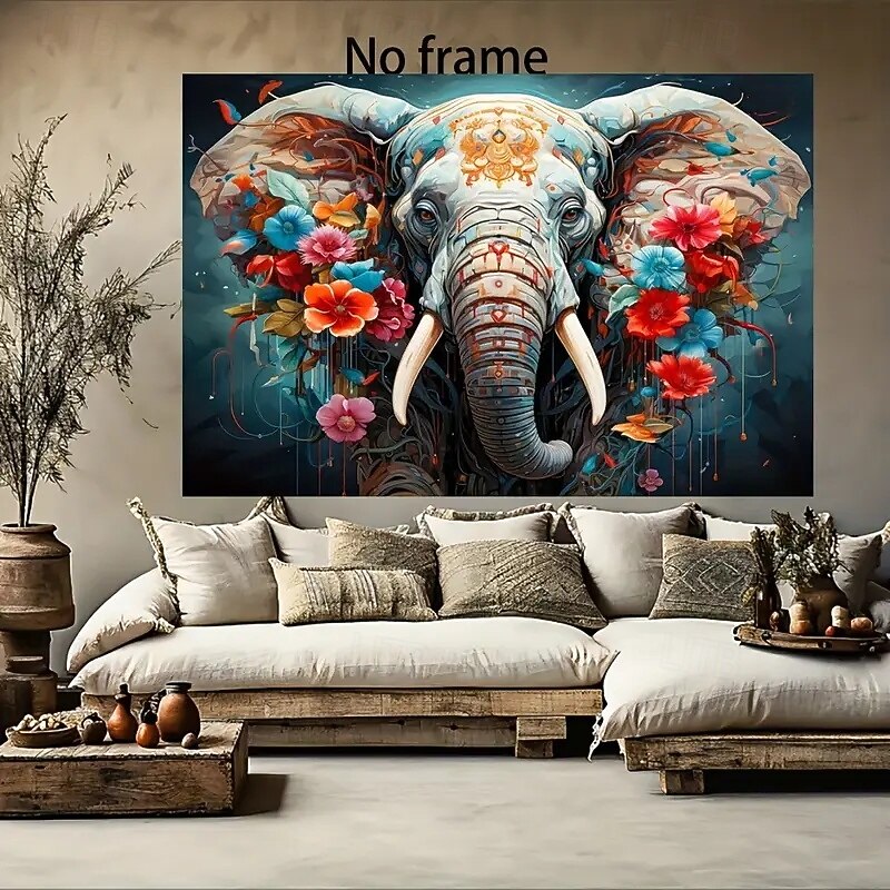 1 frameless modern art elephant animal cute canvas painting suitable for modern canvas posters in living rooms bedroom and living room decorations4