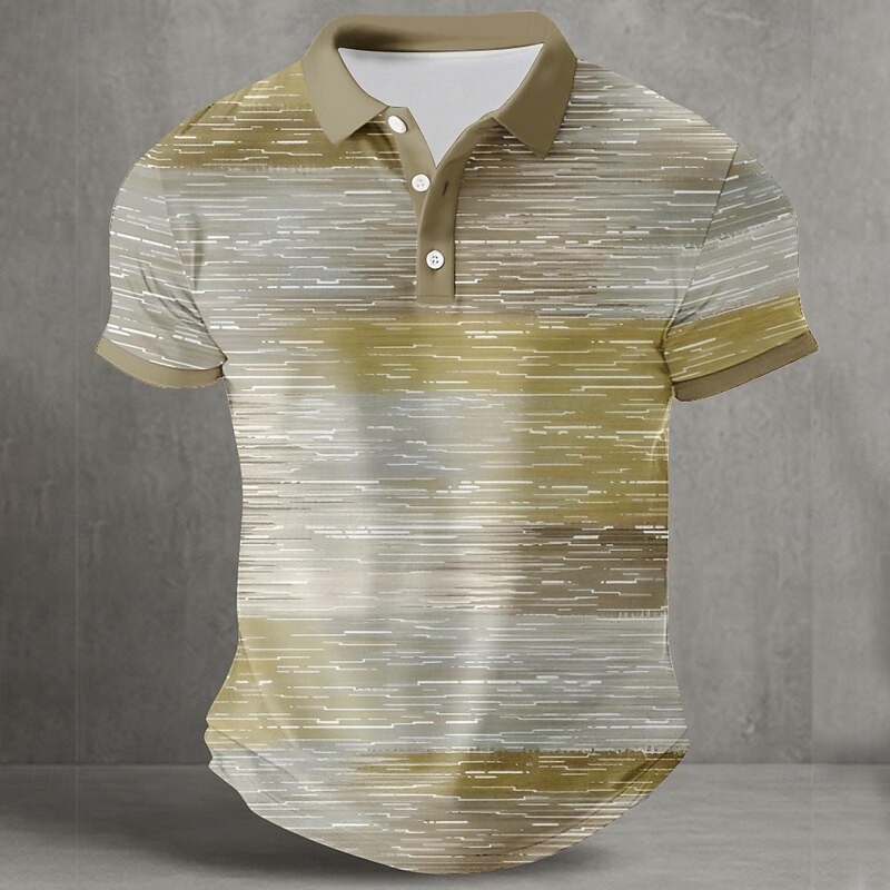 Men's Abstract Geometic Polo Short Sleeve Polo Shirts Collared Shirts Casual Street Athleisure Daily Wear Buttons Summer Yellow Blue Green4