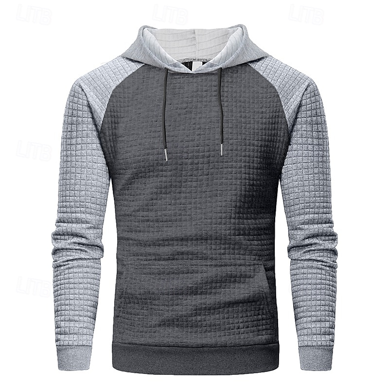 Men's Hoodie Apricot Black Wine Light Grey Dark Gray Hooded Plain Patchwork Sports & Outdoor Casual Daily Streetwear Cool Designer Spring &  Fall Clothing Apparel Hoodies Sweatshirts