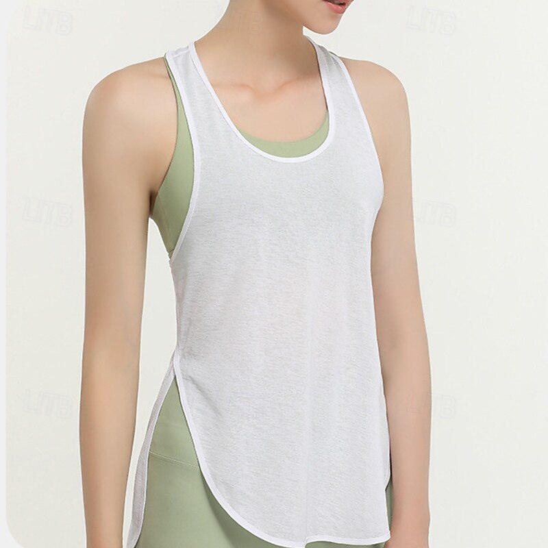 Women's Yoga Top Vest Quick Dry Breathable Sleeveless Sports Solid Color Top For Gym Athletic Pilates Activewear3