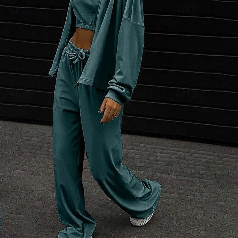 Women's Tracksuit Sweatpants Zip Up Hoodie Drawstring Pocket Solid Colored Clothing Suit Fall & Winter Black Pink Velvet Gym Training Running High Waist Windproof Moisture Wicking Long Sleeve Sport2