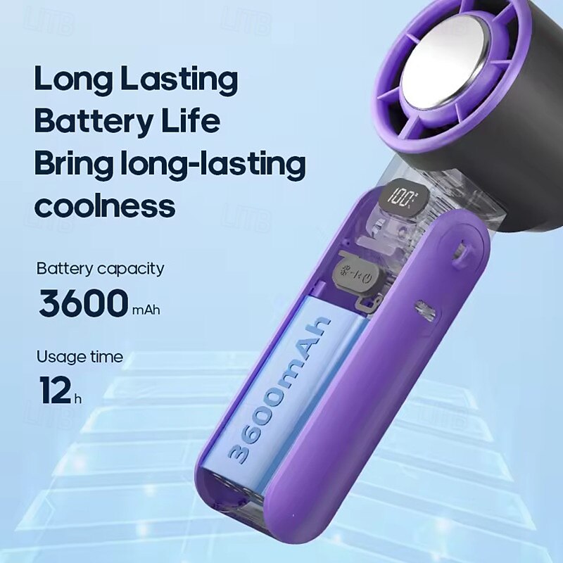 Outdoor Foldable Portable Handheld Fan Mini Cooling Rechargeable 3600mAh 100-level Free Control High Speed Turbo Fan4