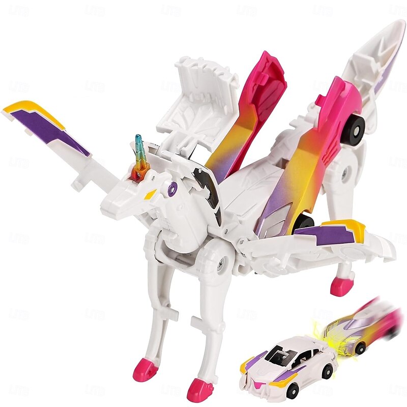 Unicorn Transforming Car Toy, Magnetic Cars Transform into Unicorn, Fun Collision Transformation Car Toys for Boys  Girls, Party Favors Gift for Birthday Christmas