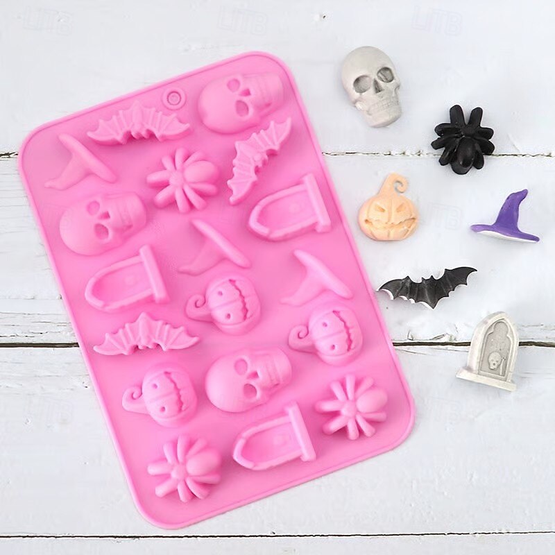 2 Pack Halloween Skull Spider Chocolate Silicone Molds, Non-Stick DIY Fondant Molds for Cake Decorating, Candy, Jelly, and Baking Decorations4