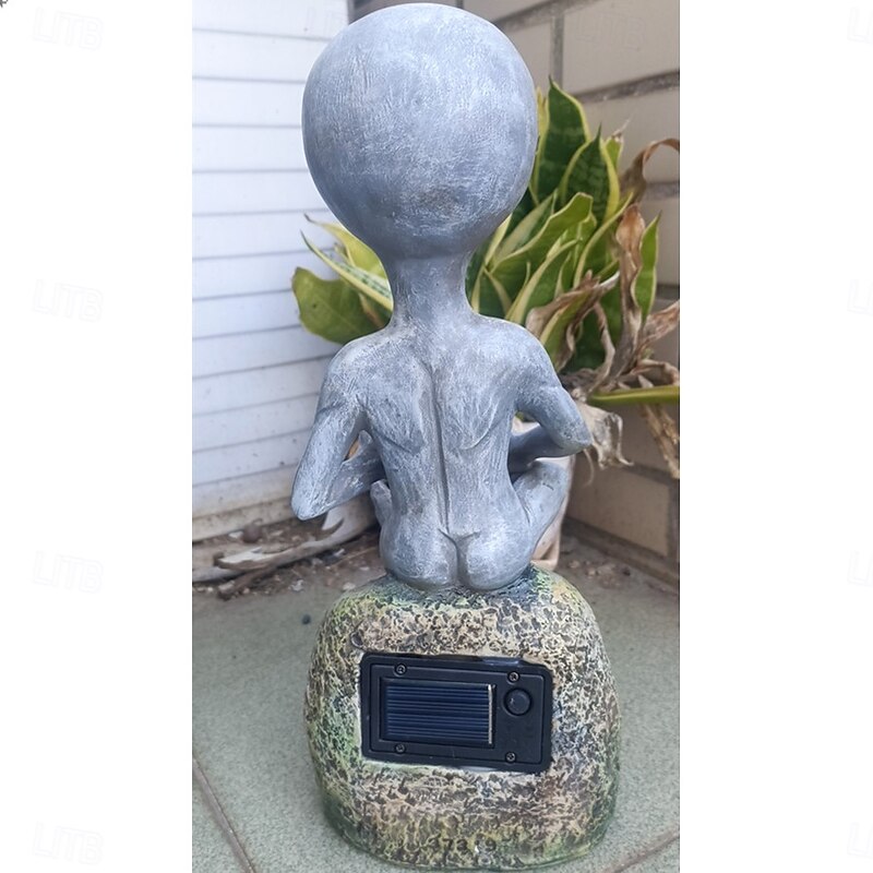 1 Pc Outdoor Solar Alien Drinking Coffee Cycling Decorative Light Courtyard Garden Lawn Path Landscape Light4