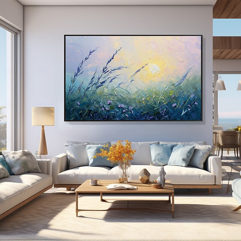Handmade Oil Painting Canvas Wall Art Decoration Abstract Colorful Flower Painting Floral Painting for Home Decor Rolled Frameless Unstretched Painting