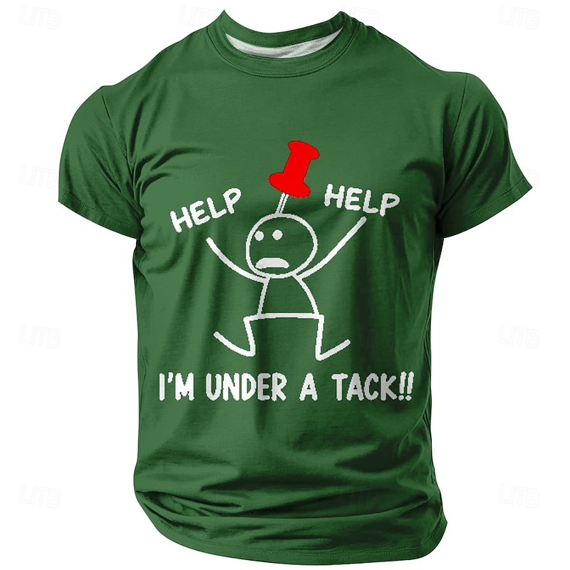 Men's Short Sleeve Graphic T-Shirt Funny Pun "Help! I'm Under A Tack" Humor Tee2