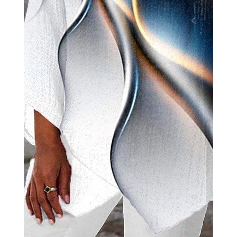 Women's T Shirt Tee Top Graphic Fashion Modern Long Sleeve Crew Neck Regular Tops Daily Print Asymmetrical Gray Spring Fall3