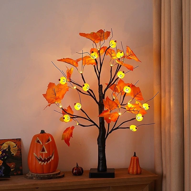 LED Halloween Eyeball Tree Lights Ghost Pumpkin Ghost Festival Tree Lights USB/Battery Powered Halloween Party Home Room Scene Decoration Lights2