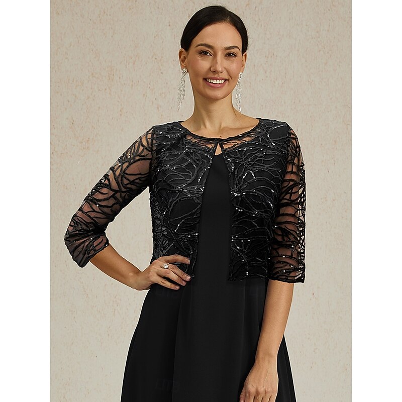 Women's Shrugs Graphic Abstract Elegant Stylish Formal Crew Neck Black Summer