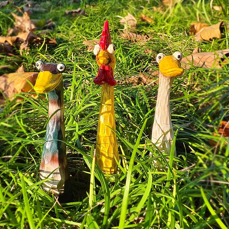 Screaming Chicken Duck Goose Garden Statue, Funny Resin Animal Figurine for Yard Lawn Decor, Outdoor Patio Ornament Sculpture3