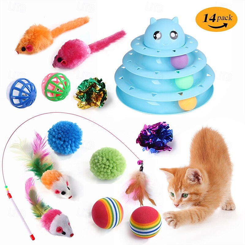 Ball Feather Toy Mice & Animal Toy Tunnels Squeak Toy with Retractable Durable Pet Exercise Releasing Pressure Pet Training for Cat Outdoor Pet Play2