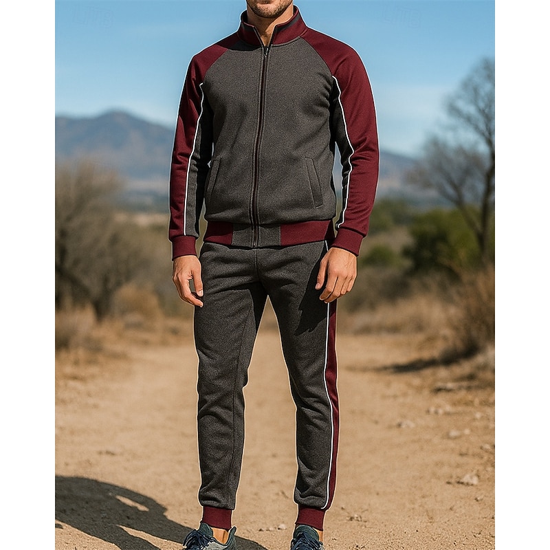 Men's Tracksuit Sweatpants Track Pants Pockets Full Zip Color Block Clothing Suit Fall Black Blue Fishing Hiking Running Sun Protection Windproof Lightweight Long Sleeve Sport Activewear Micro-elastic