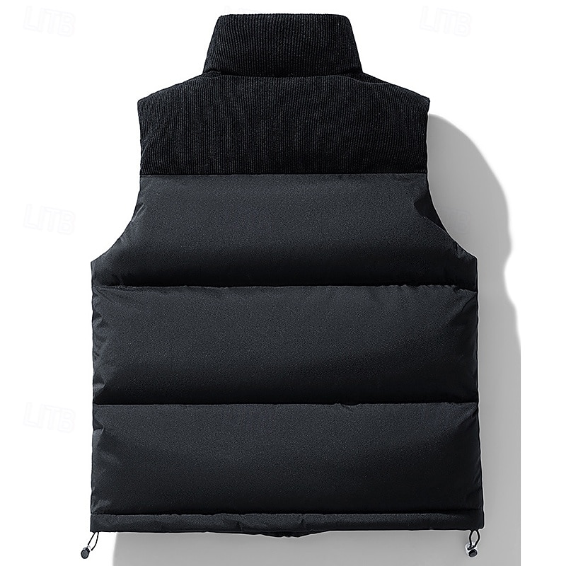 Men's Hiking Vest Puffer Vest Thermal Vest Sleeveless Vest Outdoor Thermal Warm Winter Zipper Pocket Polyester Black Khaki Coffee Hunting Fishing Climbing3