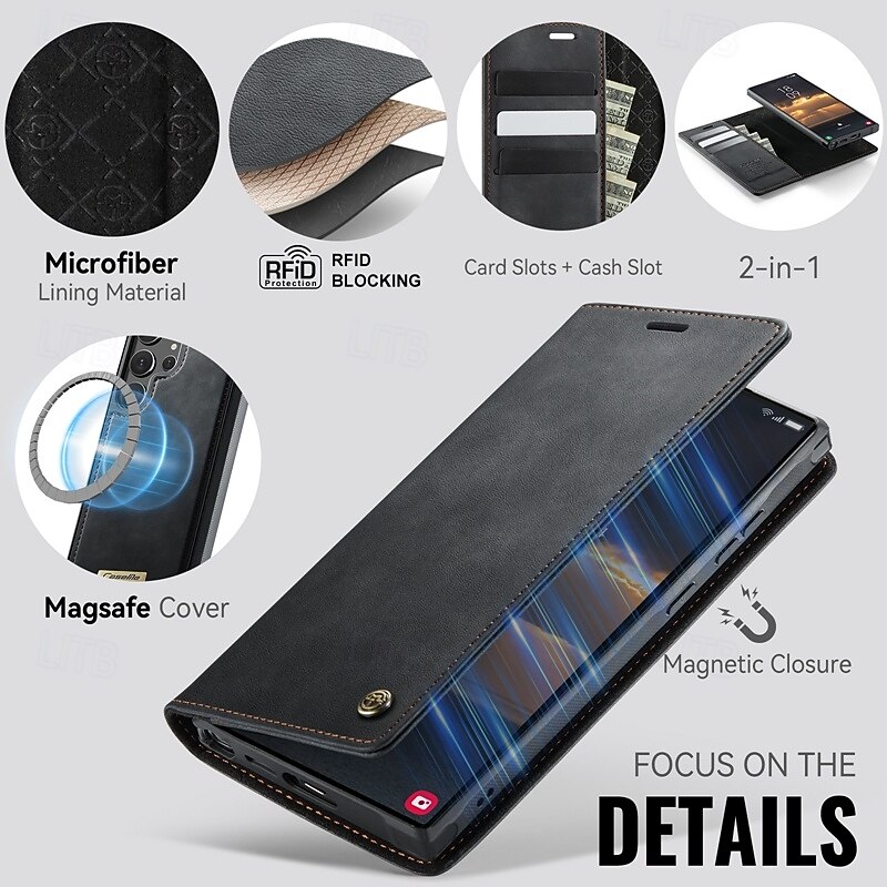 Phone Case For Samsung Galaxy S25 S25 Edge S24 S24 FE S23 Ultra Plus S22 Plus  Ultra A16 A55 5G A35 5G A15 Wallet Case with Stand Holder Detachable Magnetic Retro TPU PU Leather4