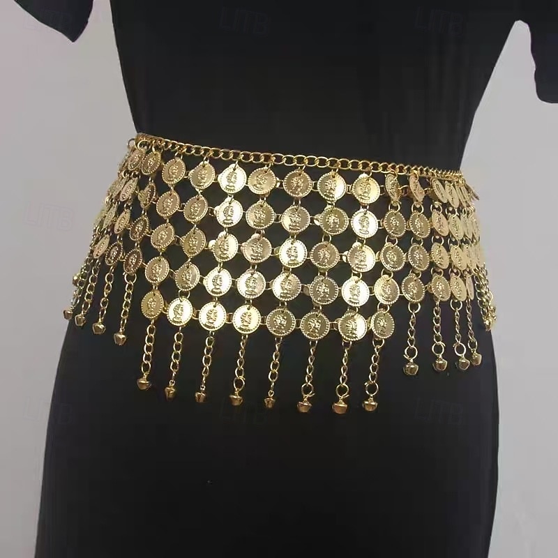 Women's Belt Metal Alloy Silver Gold Waist Belt Masquerade Holiday Pure Color2