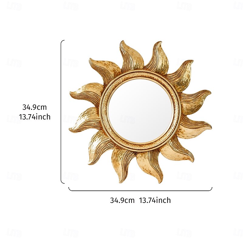 Gold Sunflower Round Decorative Wall Mirror, Modern Creative Home Art Hanging, Unique Makeup Mirror for Wall Decor, Vanity Table, and Photography Prop2