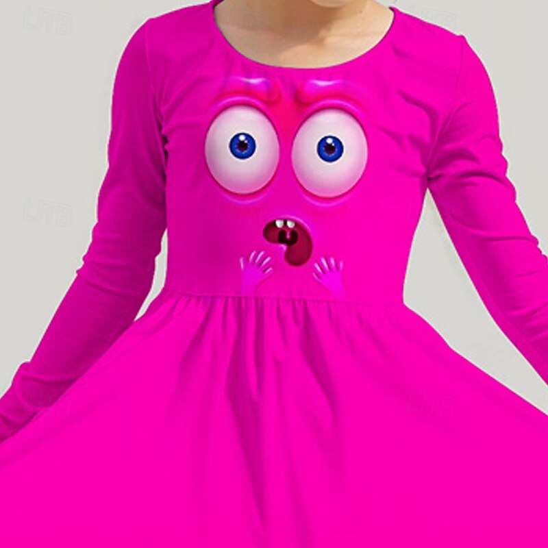 Girls' 3D Cat Dress Long Sleeve Summer Spring Vacation Daily Holiday Princess Beautiful Sweet Kids 4-12 Years Casual Dress A Line Dress Knee-length Regular Fit3