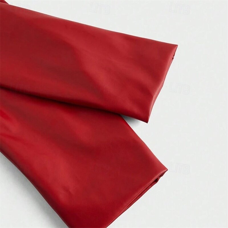 Men's Faux Leather Jacket Biker Jacket Motorcycle Jacket Vacation Daily Windproof Warm Zipper Fall Winter Plain Fashion Classic Lapel Regular Red Jacket4