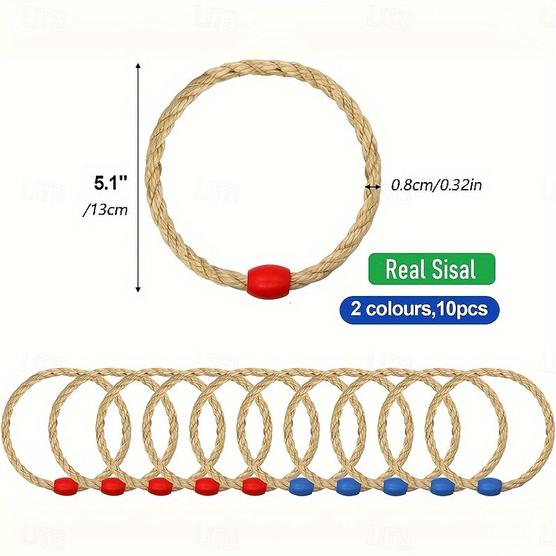 Pack of 10 Ring Toss Game Replacement Parts for Outdoor Throwing Rings Suitable for Speed and Agility Practice Games Lawn Party Activities (Red and Blue)3
