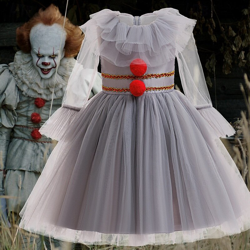Clown Pennywise Halloween Dress Costume Fancy Costume It Horror Scary Costume Kid's Girls' Halloween Carnival Performance Party Easy Halloween Costumes Dress Up