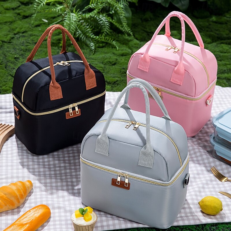 Lunch Bag for Women and Men for Back to School Office Picnic Hiking Beach Double Layer Thickened Waterproof Insulated Bento Bag Portable Handheld Lunch Tote for Students and Professionals3