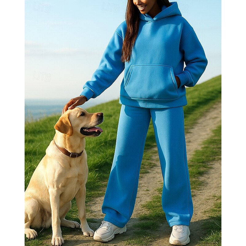 Women's Tracksuit Sweatpants Pullover Sweatshirt Drawstring Pocket Solid Colored Clothing Suit Spring Black White Fishing Hiking Outdoor Sun Protection Windproof Lightweight Long Sleeve Sport3