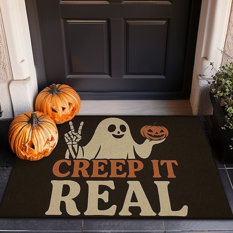 Halloween Indoor Outdoor Doormat Kitchen Mat "Ghouls Just Wanna Have Fun" Funny Ghosts Design, Non-Slip Front Door Mat for Porch, Entryway, Patio, Bedroom, Bathroom and 2025 Halloween Home Decoration4