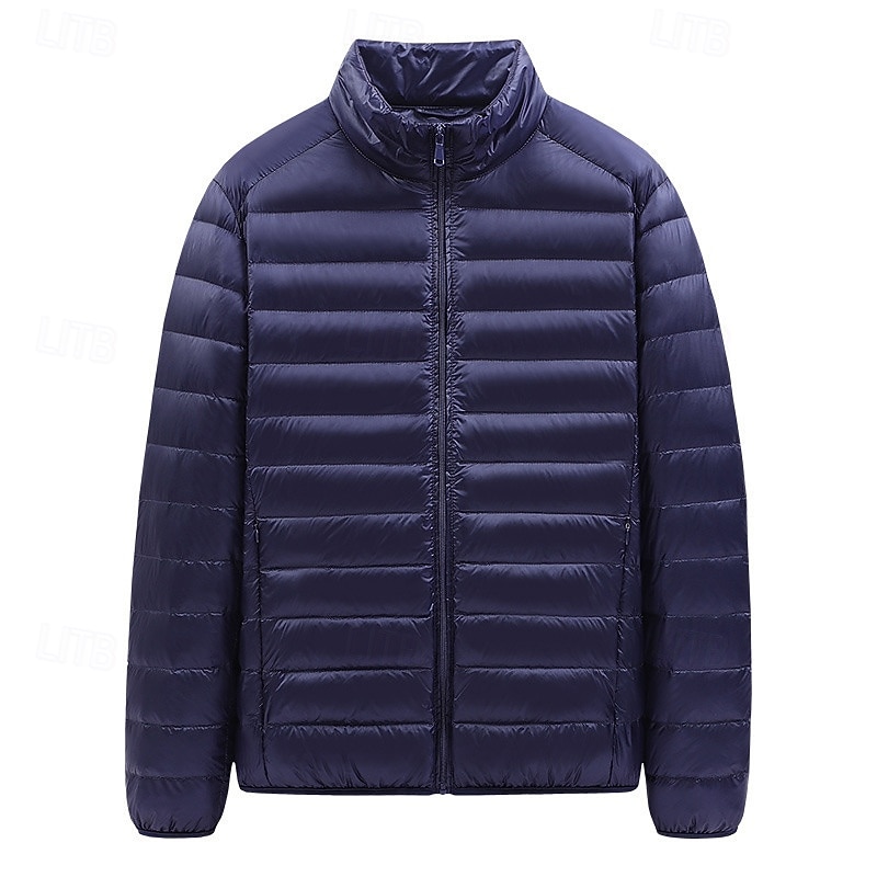 Men's Puffer Jacket Winter Jacket Outdoor Thermal Warm Hiking Outfits Hiking Clothes Winter Top Camping / Hiking / Caving Traveling Black Burgundy Dark Navy2