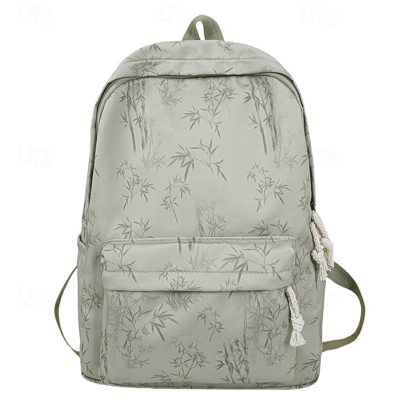 Women's Aesthetic Canvas Backpack with Bamboo Print – Lightweight School Bag for Teen Girls & College Students2