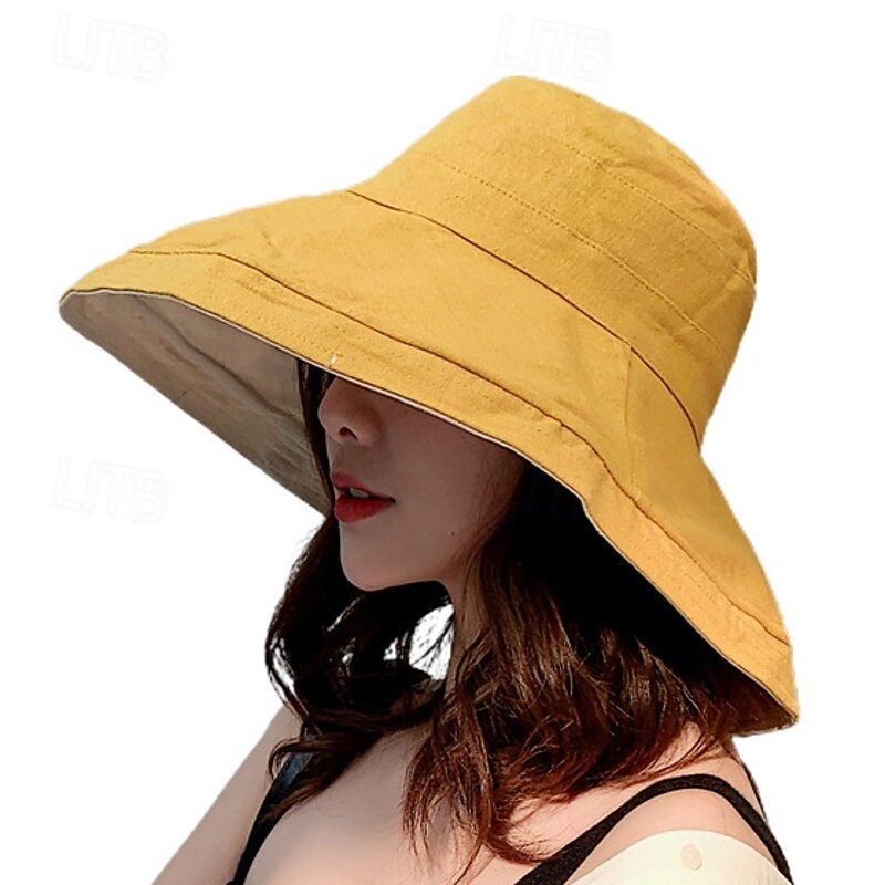 Sun Hat Hiking Hat Boonie hat Camping Hat Patchwork Pattern Portable Sunscreen Soft Summer Spring Autumn / Fall Drawstring Wide Brim Women's Fishing Activity2
