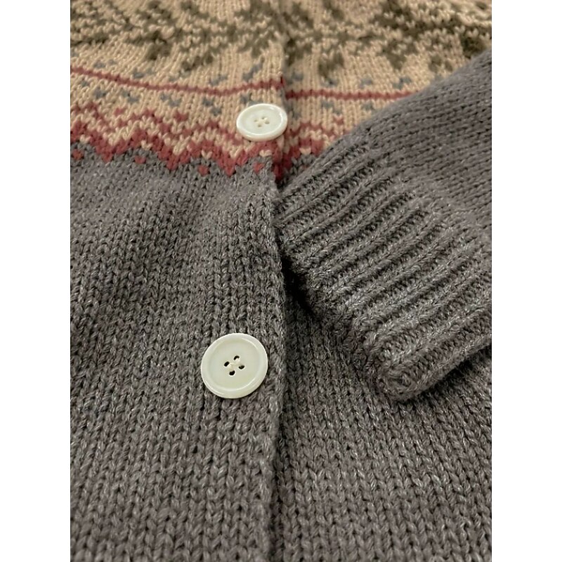 Women's Cardigan Vintage Daily Vintage Style Geometric Ribbed Hooded Knitted Print Front Pocket Long Sleeve Regular Tops Knit Outdoor Daily Dark Gray Fall Winter4