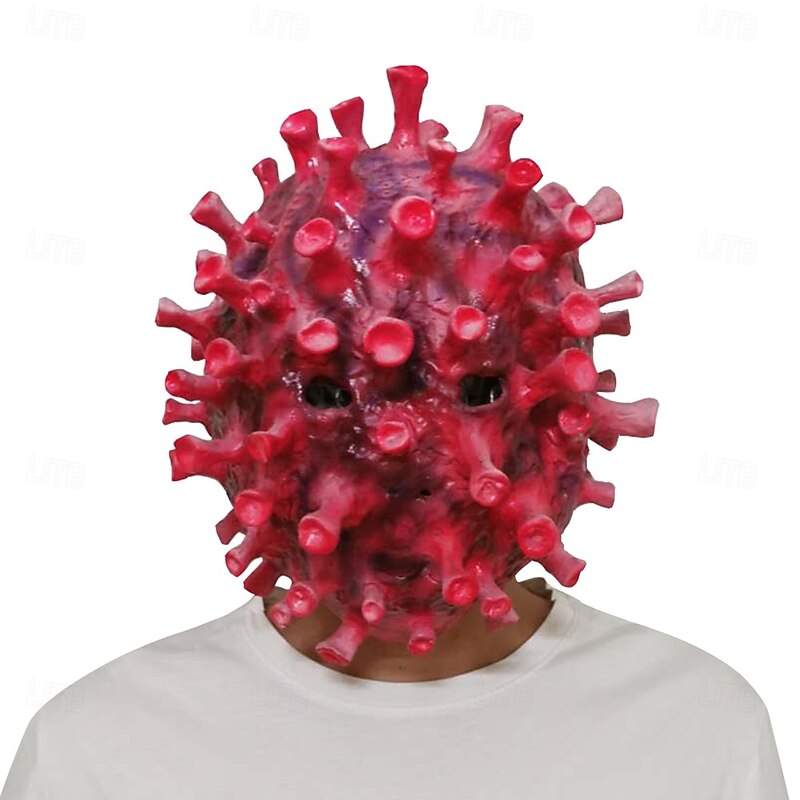 Halloween Virus Mask For Adults Realistic Scary Costumes Latex Face Mask, Creepy Coronavirus Full Head Mask, Horror Pandemic Theme Cosplay Prop for Party, Haunted House, Prank
