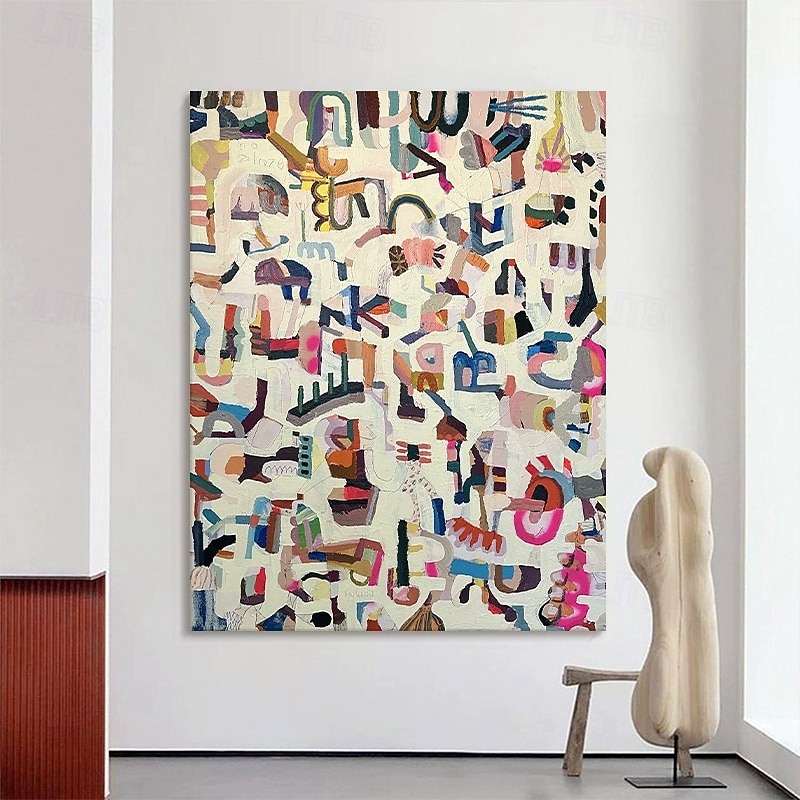 Handmade Oil Painting Canvas Wall Decoration Abstract Graffiti Color Block Art for Home Decor Stretched Frame Hanging Painting/Rolled Frameless Unstretched Painting2