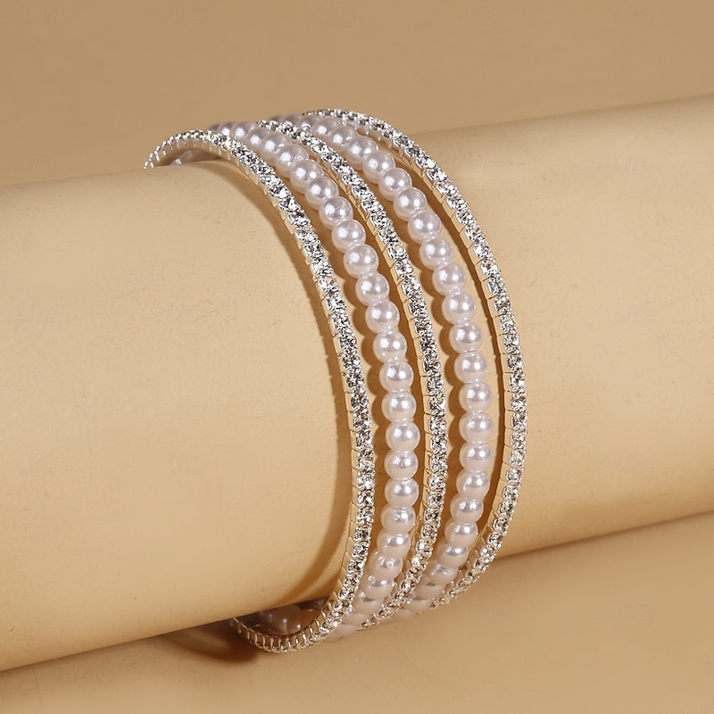 Classic Blessed Fashion Trendy Rhinestone Bracelet Jewelry Silver For Wedding Party Holiday Promise Festival