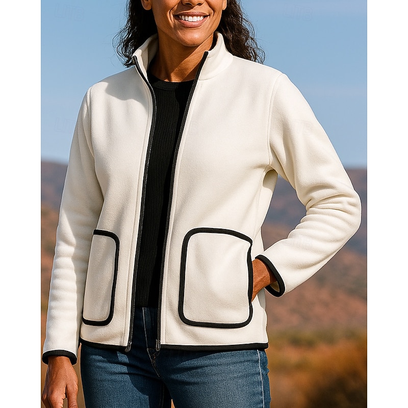 Women's Hiking Jacket Fleece Jacket Winter Outdoor Thermal Warm Top Black White Pink Green